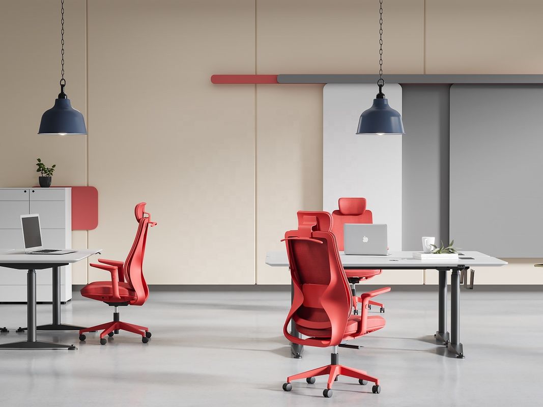 Verbeter je werkruimte High Back Executive Red Mesh Office Chair met lumbale steun