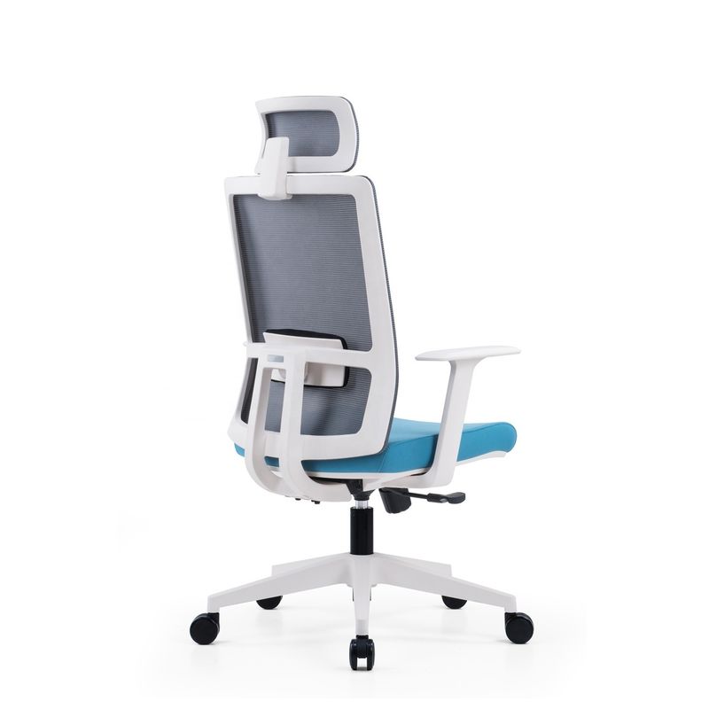 Office Desk Draaiend Stof Wit Manager Stoel met Mesh rugleuning 580*640*1150-1250mm