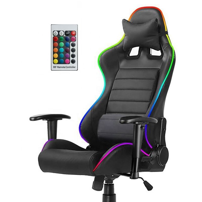 Synthetisch leer RGB-gamingstoel met massagefunctie RGB-lichten en hoog comfort