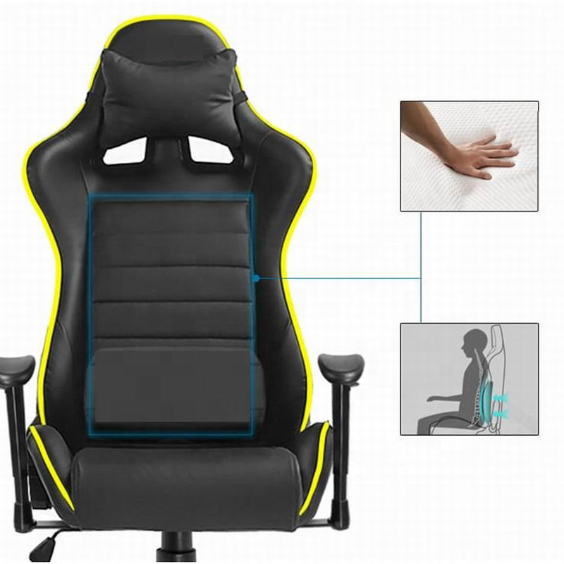 Synthetisch leer RGB-gamingstoel met massagefunctie RGB-lichten en hoog comfort