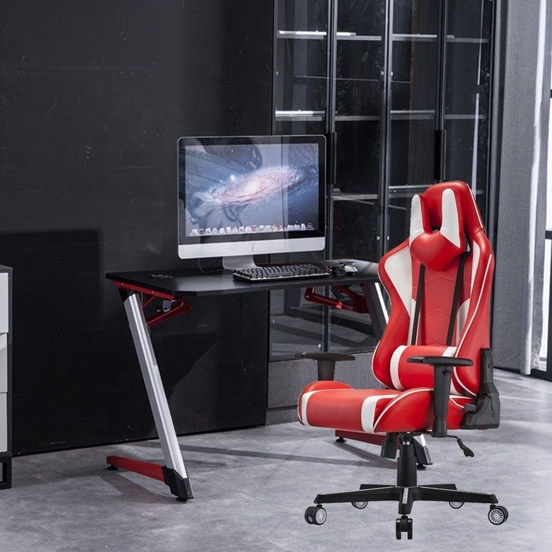 Comfortabele e-sports stoel draaiende professionele witte PU leer racing gaming stoel