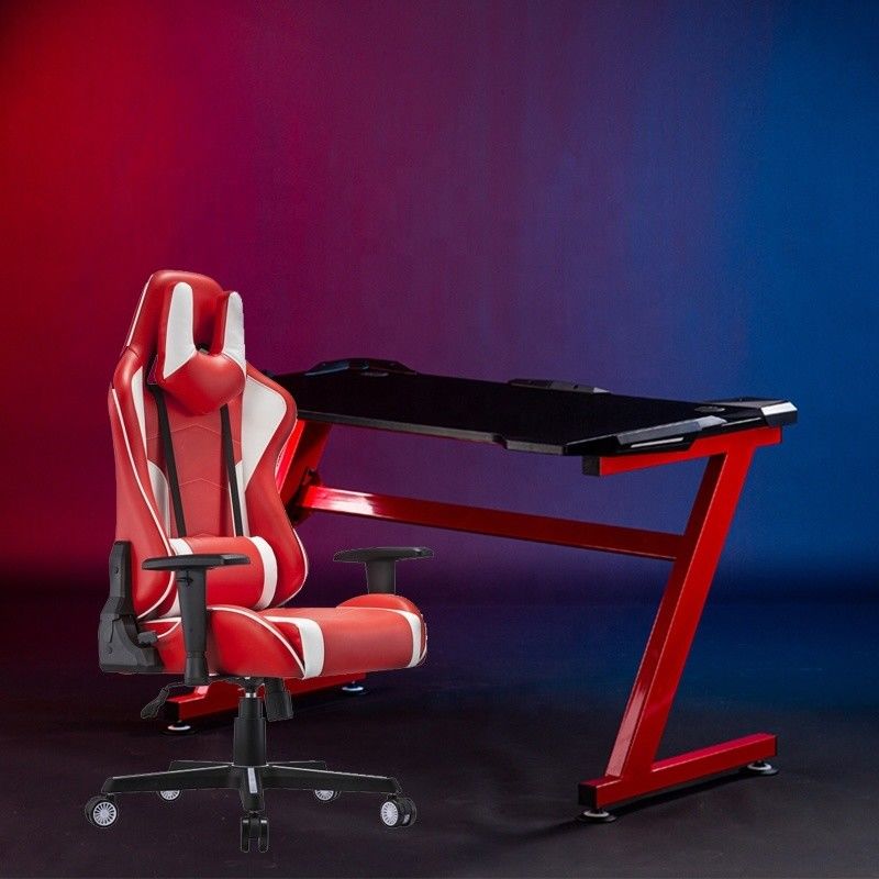 Comfortabele e-sports stoel draaiende professionele witte PU leer racing gaming stoel