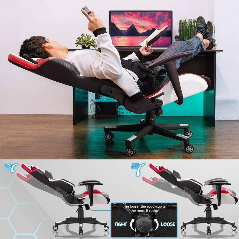 Comfortabele witte PU leer racing gaming stoel voor professionele e-sports prestaties