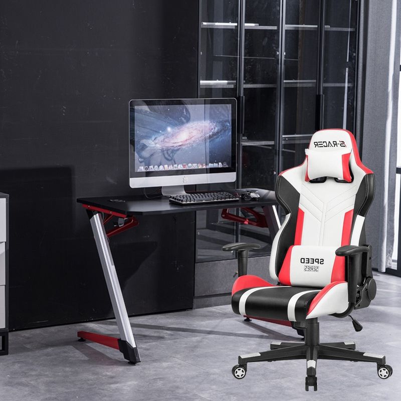 Comfortabele witte PU leer racing gaming stoel voor professionele e-sports prestaties