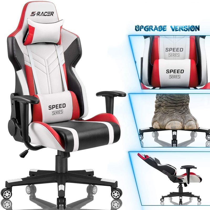 Professionele Witte PU Ledersportstoel voor comfortabele e-sport