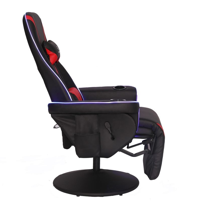 Luxe zwart/blauw racestijl speelbank met LED-verlichting en voetsteun