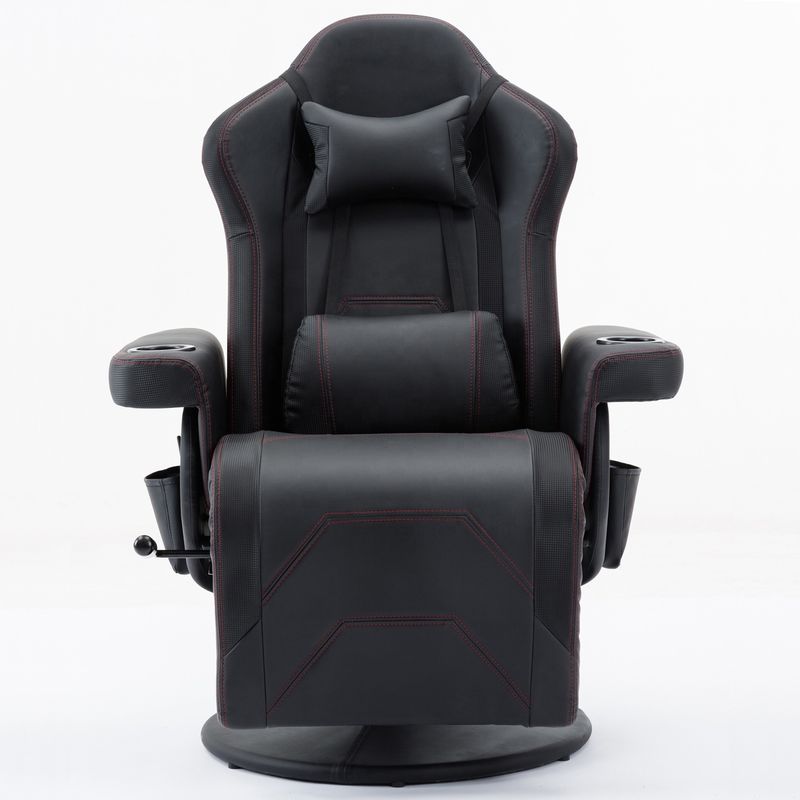 White Racing Style Gaming Chair Executive Office Draaibare stoel met bekertje en voetenrest