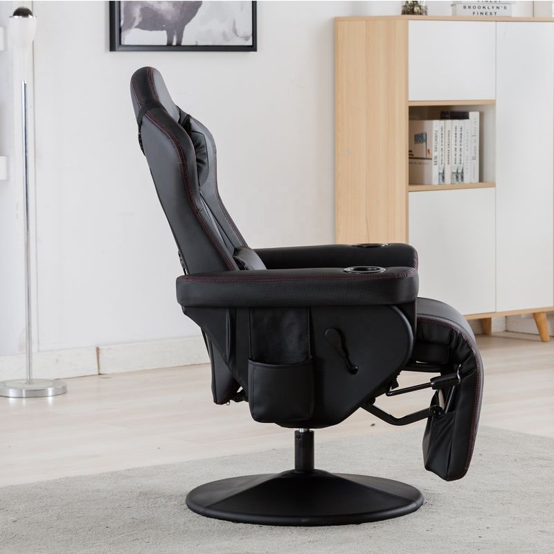 White Racing Style Gaming Chair Executive Office Draaibare stoel met bekertje en voetenrest