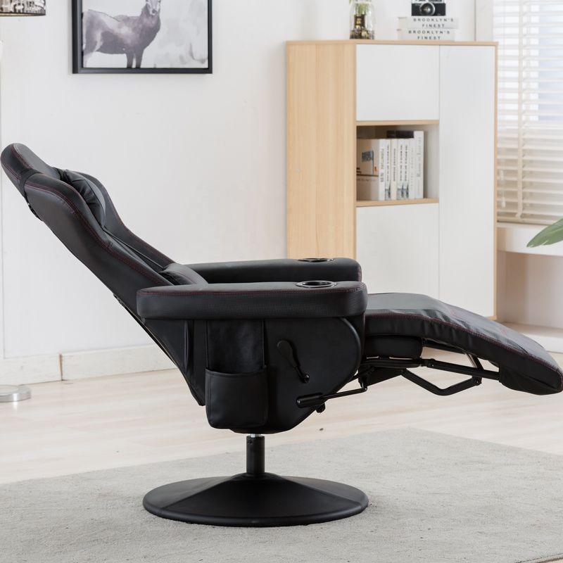 White Racing Style Gaming Chair Executive Office Draaibare stoel met bekertje en voetenrest