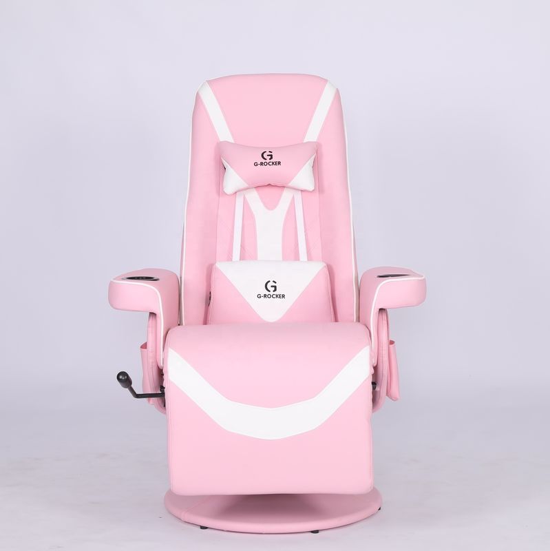 Speciale kantoorstoel Luxe-gamingstoel met bekertje in roze racestijl leer