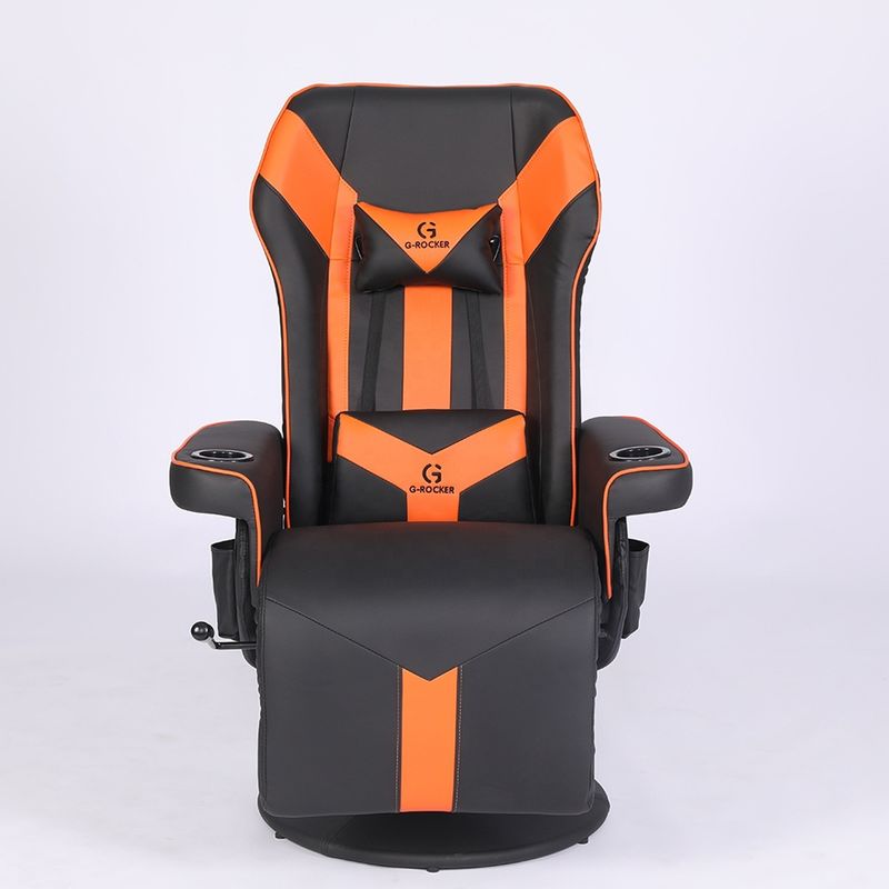 Kantoor-/thuisgamingstoel met bekertjeshouder en voetsteun in wit leer