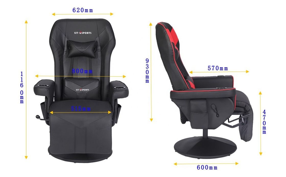 ODM OEM Executive Chair Racing Style Lederspelstoel met bekertje en voetenrest