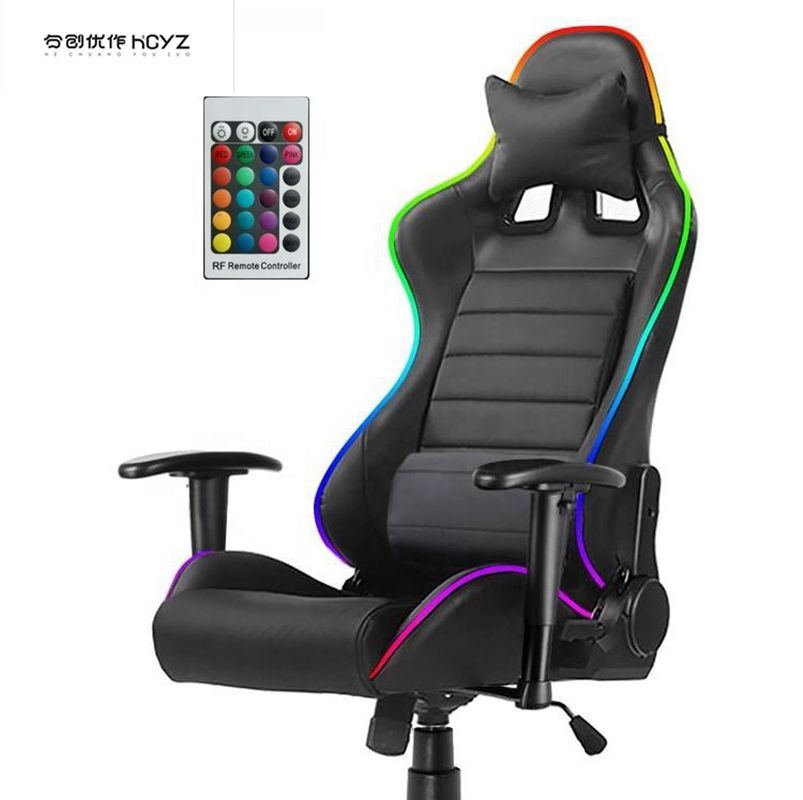 HCYZ RGB LED licht PC gamer stoel met rugleuning verstelbaar 90-180 en massage functie