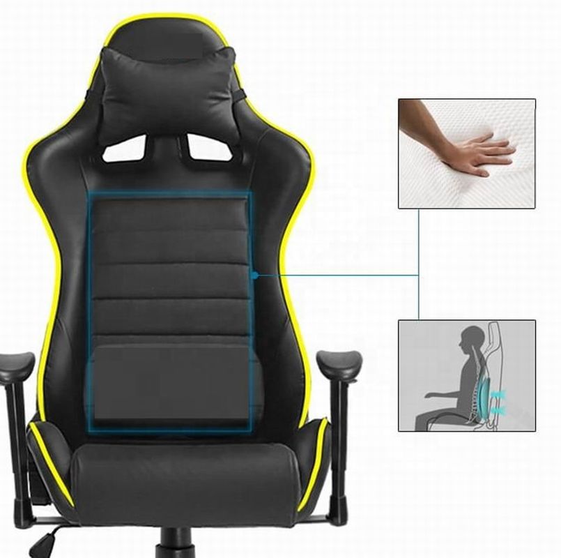 HCYZ RGB LED licht PC gamer stoel met rugleuning verstelbaar 90-180 en massage functie